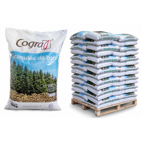Palette mit 70 Säcken COGRA à 15 kg (1,05 Tonnen) DIN-Holzpellets + Abholung FR30