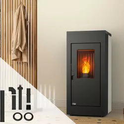 Set raumluftunabhängiger Pelletofen Vulcano Silenzio UP + Koaxial-Rohrset Anschluss oben – 9,2 kW